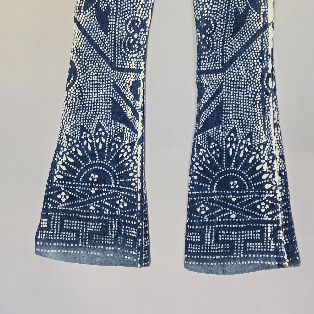 Free People Discharge Bali Flare Jeans Blue Boho Hippie Low Rise Size 24 - Picture 8 of 10